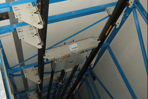 Internal view of a steel structure supported passenger lift