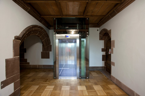Bespoke passenger lift and lift structure within the historic Liverpool Cathedral