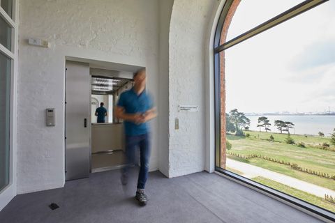 An FX Structure  supported passenger lift within Netley Abbey