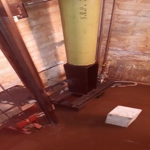 Old ram and flooded pit