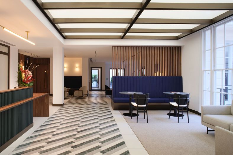 Suffolk St James reception area leading to floor access.  Photograph courtesy of BW: Workplace Experts