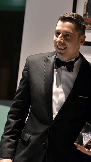 David picking up the Specialist Contractor of the Year 2016 Award - Builder & Engineer