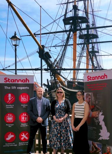 From left to right: Craig Wrightson (Stannah) Emma Collins (NMRN) and Amelia Hunter (Stannah)