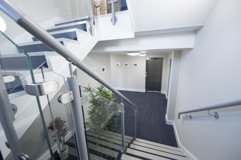 The passenger lift in Wisley House – serving seven apartments ranged over five floors.