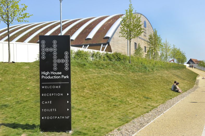 A 13-person, traction-drive Xtralift brings 3-floor access in the Bob and Tamar Manoukian Production Workshop in Essex.