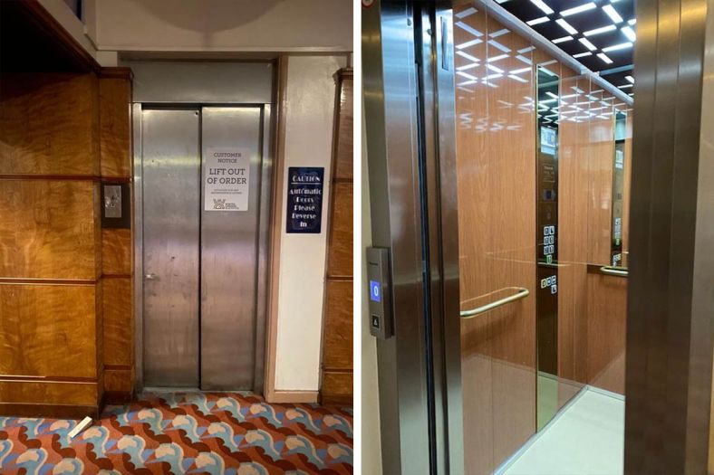 Replacement of an out-of-service lift 1950s passenger lift at Winter Gardens, Blackpool