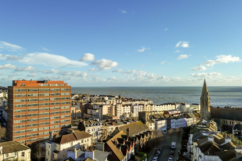 View of Ocean House luxury apartments spread across 12 floors in St Leonards